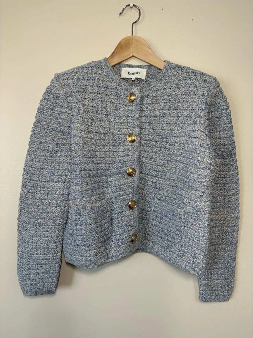 ba&sh Bash Guspa Multicolor Tweed Cardigan Jacket Gray Pastel Multi | size 1 / S - Picture 14 of 16